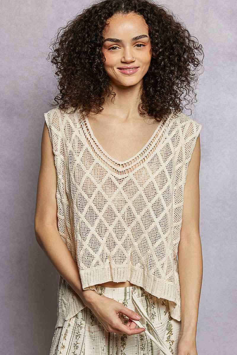POL V-Neck Crochet Tank with Diamond Weave Knit Patterns 24a30f72-a4c8-4c96-a0ec-74e13bfc8846-Max