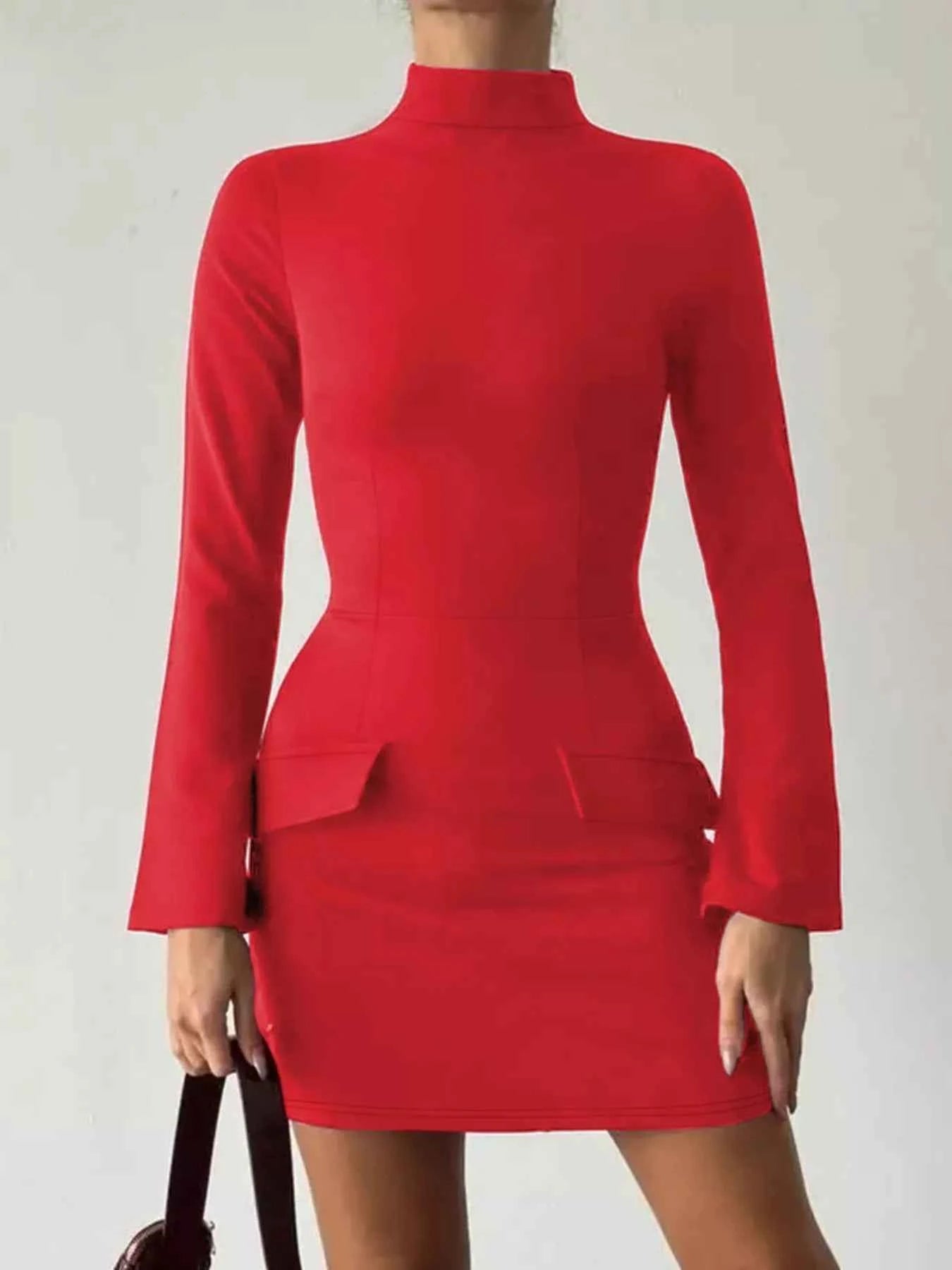 Mock Neck Long Sleeve Bodycon Dress 24afc96c-22eb-45ed-a5aa-b557f9ae6c06-Max-Origin