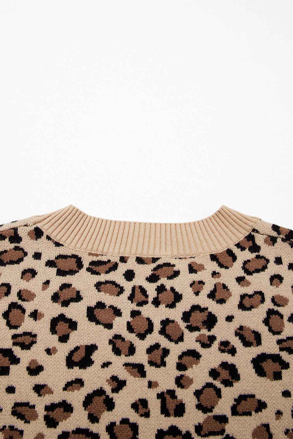 Khaki Leopard Print Dolman Sleeve Sweater 24bb8689207b2fe1