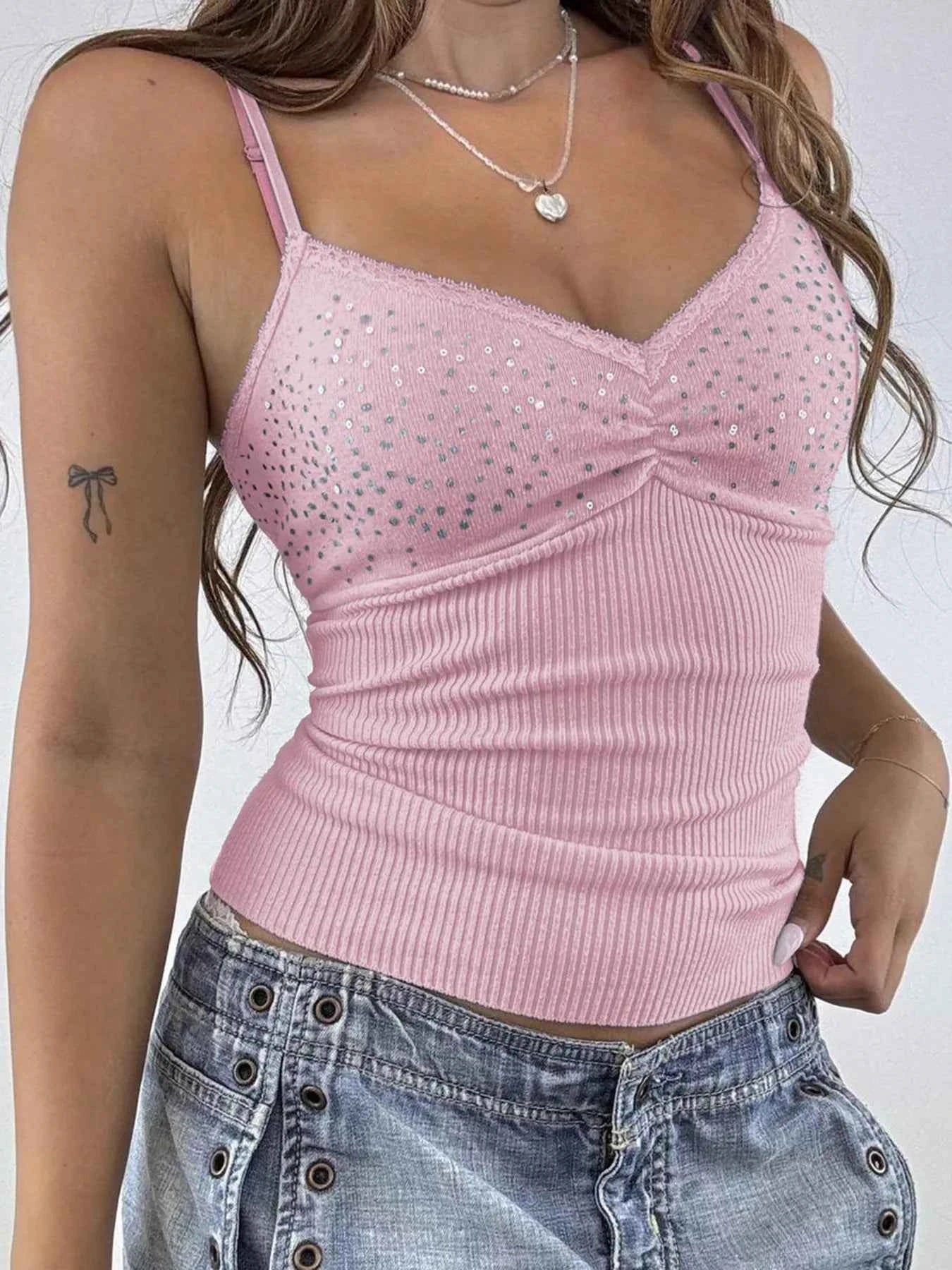 Sequin Lace Detail Cami Top Pink 24c7849eebb041b9bf4e9d9b4b11a35d-Max-Origin