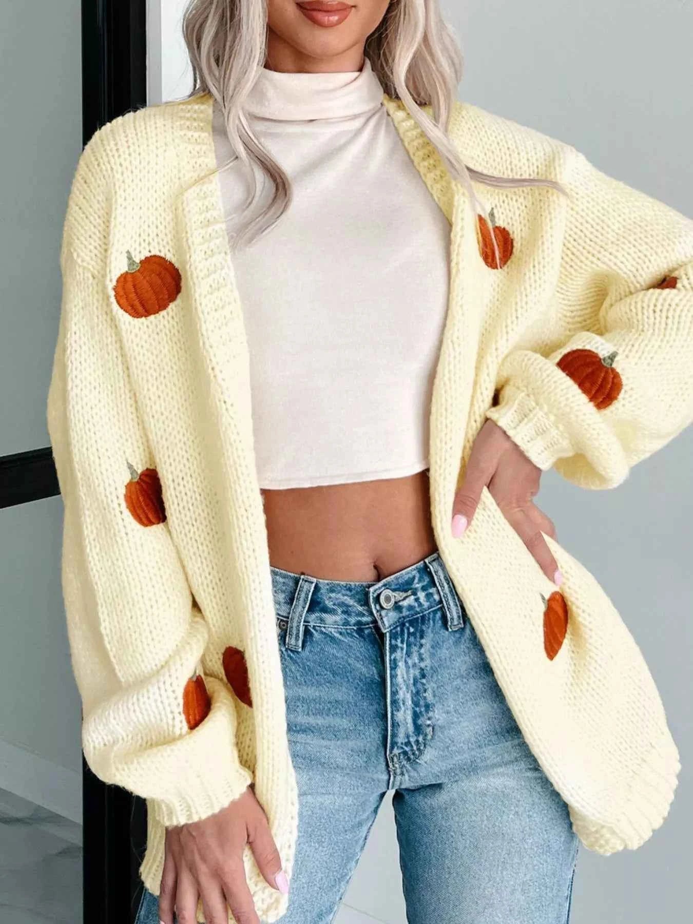 Embroidered Button Up Cardigan Yellow 24d25888-eb6b-47bc-8bb4-79ec6398728a-Max-Origin