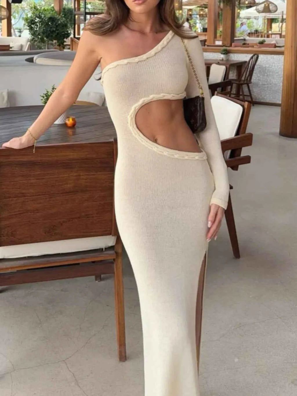 Cutout Slit One Shoulder Long Sleeve Sweater Dress 24e5f09da2bb405d8f5c63034a2af18d-Max-Origin