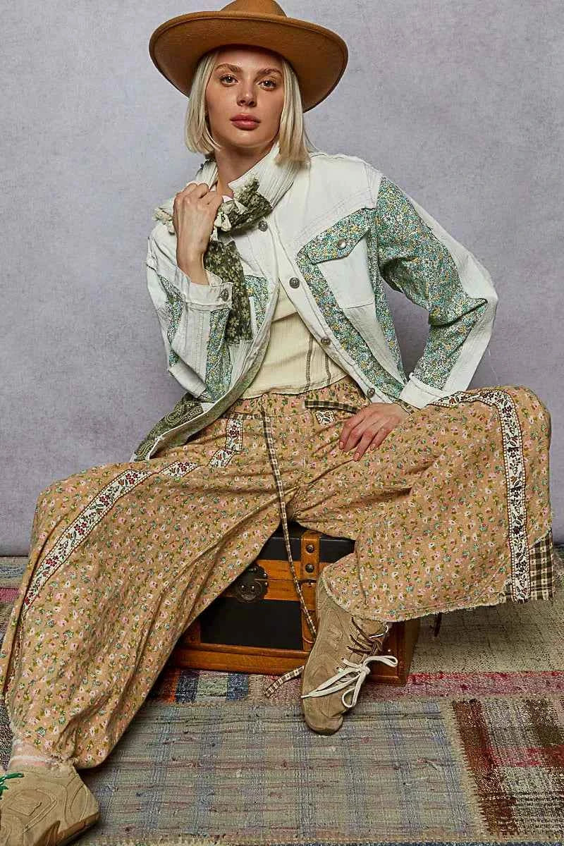 POL Button Down Patchwork Denim Jacket with Floral Print Details 24fedee9-92e1-4b6c-964b-fa33c5cbc276-Max-Origin