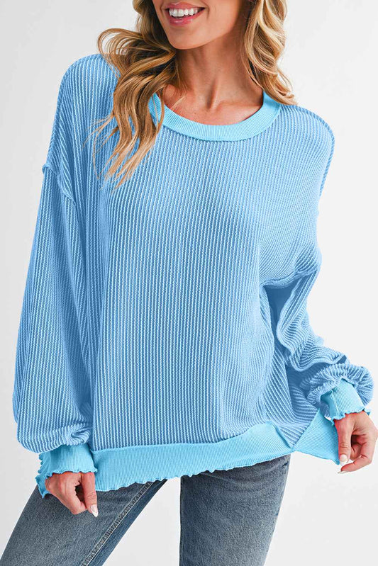 Myosotis Twisted Ribbed Seamed Patchwork Long Sleeve Top Myosotis 75%Polyester+20%Viscose+5%Elastane 2500dbdfeef5b050