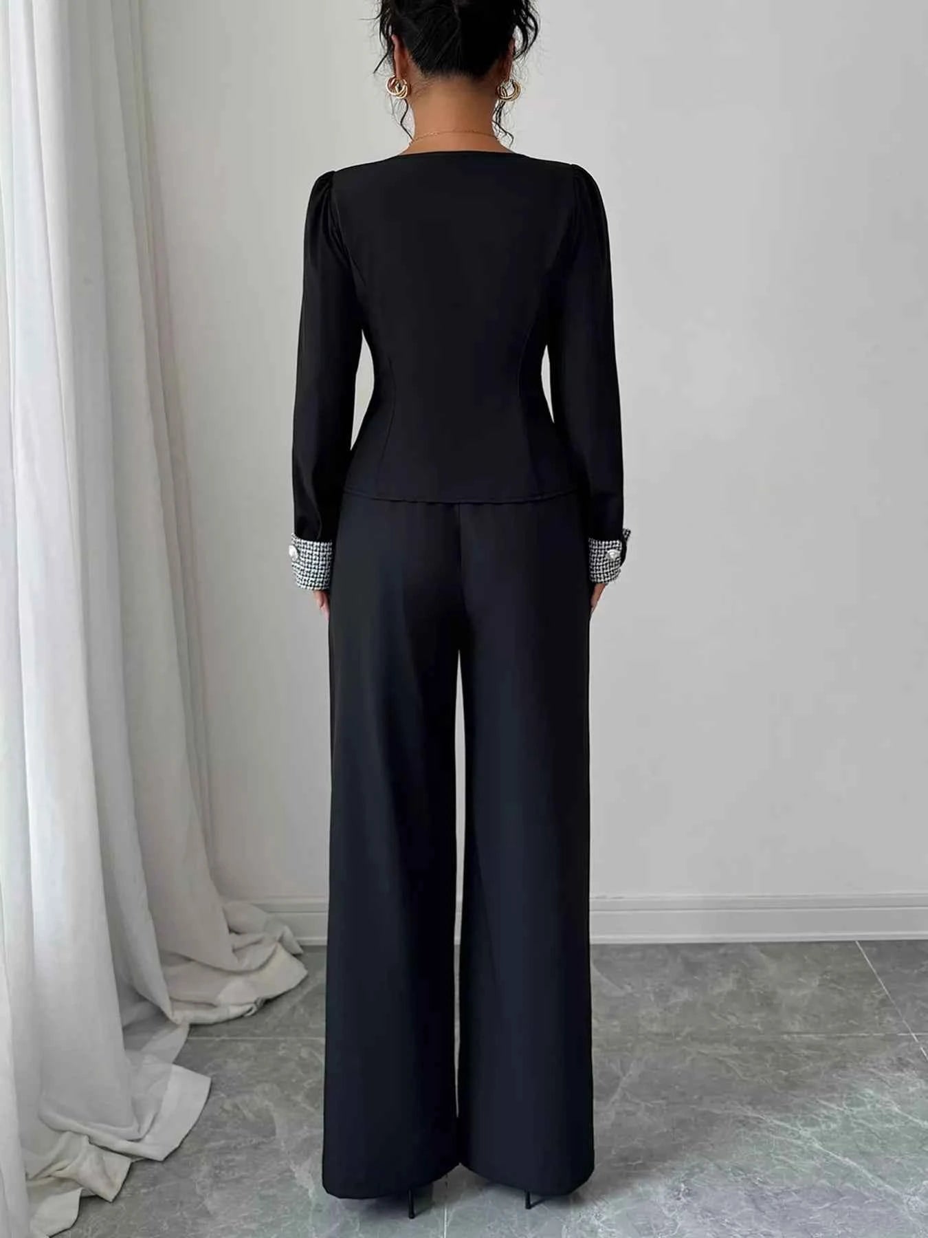 Long Sleeve Top and Wide Leg Pants Set 25023b6b-6164-4546-9465-52c48080d59b-Max-Origin