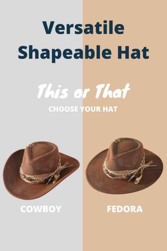Distress Vintage Shapable Fedora Cowboy Hat 25034670_f1dff907-d473-4e01-9e90-f79f015ee5a6