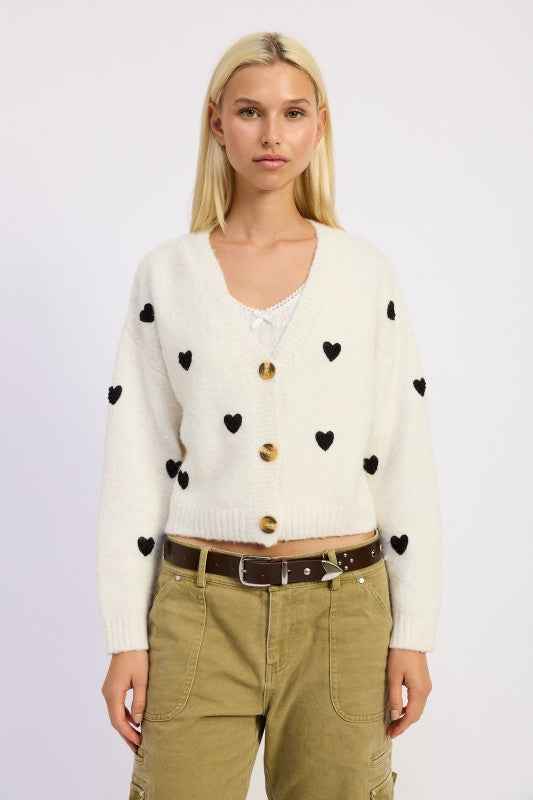 CROPPED CARDIGAN WITH EMBROIDERY IVORY BLACK 25035427_78e2f7ef-bb5d-439a-8b01-91a2ee9ddca7