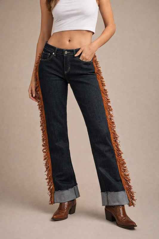 Gary Low Rise Fringe Jean Dark Wash - Short Inseam 30 25050765_b935bf97-07da-4e7f-96ad-e850d84c5e0b