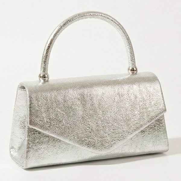 Metallic Glitter Mini Handbag Top Handle Triangle Silver One 25064736_8111f777-601f-44dc-ba9a-6cfa79c3a8b5