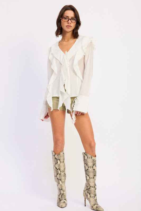 TIE FRONT RUFFLED TOP 25066277_dcad2c47-f86f-4a08-8d10-824f955a3677