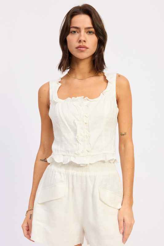 RUFFLED TANK WITH BUTTON FRONT OFF WHITE 25066320_d01423b9-2cb1-40c7-a942-0a0e90d6c1cb