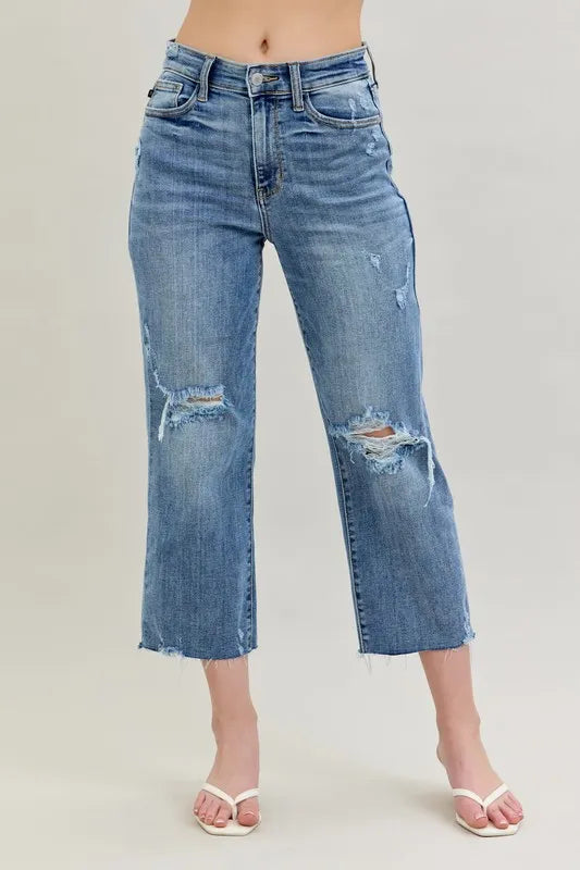 Judy Blue Full Size High Waist Destroy Crop Wide Leg Jeans Plus Size LT 2506cb8284c94dfd875c1843336e38a3-Max-Origin
