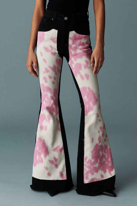 Rodeo Cowhide Bell Bottom Jean Black/Pink 25072653_6e37944d-080d-45fc-a52f-9fa617348c3d