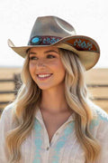 Embroidered Brim Turquoise Hatband Cowboy Hat Beige O S 25134455_d959f947-fb13-4b71-bf46-54d631c8c022