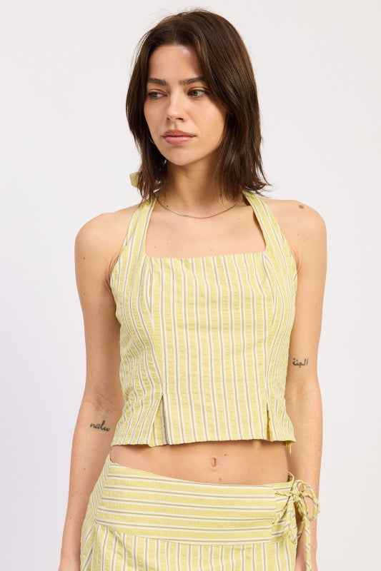 HALTER STRIPE TOP WITH LACE UP BACK DETAIL PINK STRIPE 25188945_85865a6a-7aec-41ba-89d6-887c483120cb
