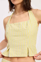 HALTER STRIPE TOP WITH LACE UP BACK DETAIL 25188945_97548847-d59b-4789-8f64-748ef68a416d
