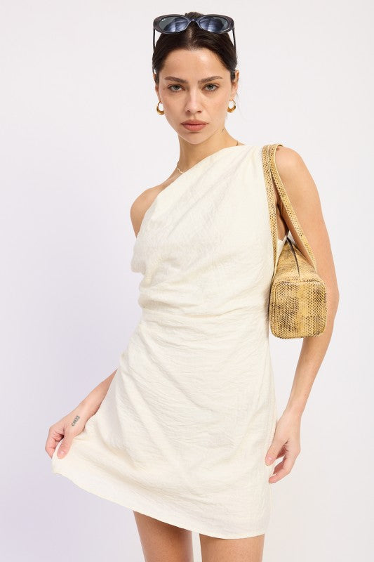 Off shoulder wrapped mini dress VANILLA 25188985_7dbbfdbf-6578-42cd-8c01-872ba909e79a