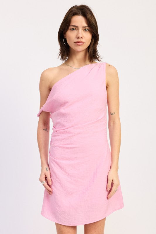 Off shoulder wrapped mini dress PINK 25188985_ce49b268-17d7-48af-afdb-d26b169a8874