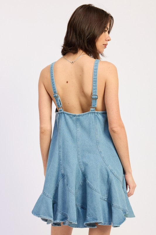 Paneled denim overall dress 25189353_00ddeaa4-3b22-49d3-8f59-0bc51d079435