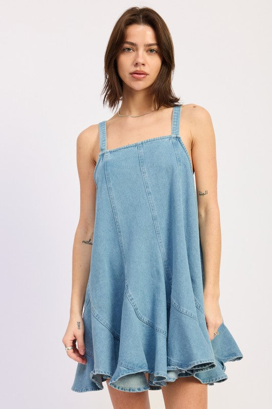 Paneled denim overall dress LT DENIM 25189353_1abc213a-a424-4dac-9901-758fa12b3718