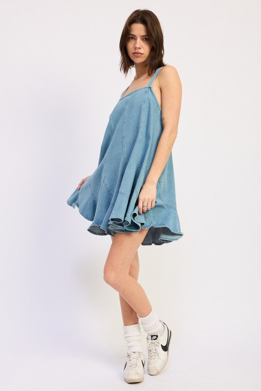 Paneled denim overall dress 25189353_5d8f75a2-7bc5-4796-a528-0683ad97f2e4