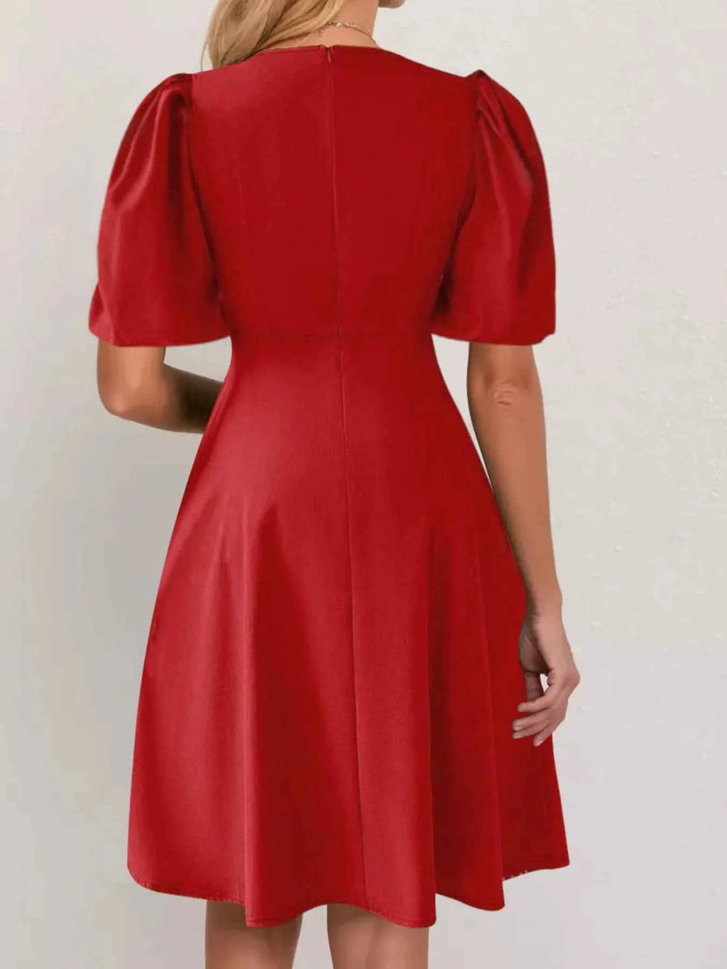 Round Neck Puff Sleeve A-Line Dress 251e81a14230432489f6f7eb23855c77-Max-Origin