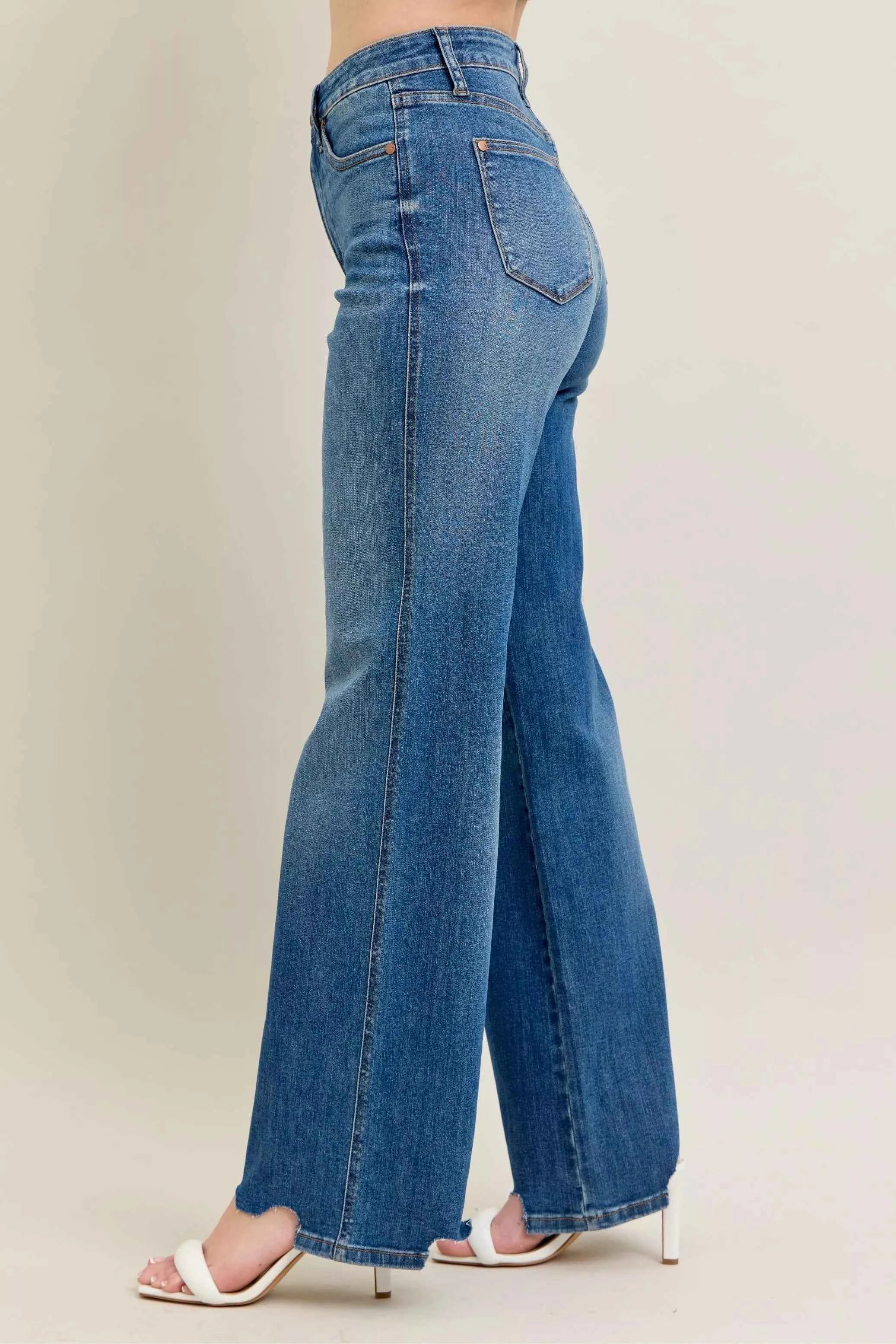 Judy Blue Full Size High Waist Tummy Control Chew Hem Destroy Wide Jeans Plus Size 25202dc8446b4862a1c6b6656244f0f5-Max-Origin