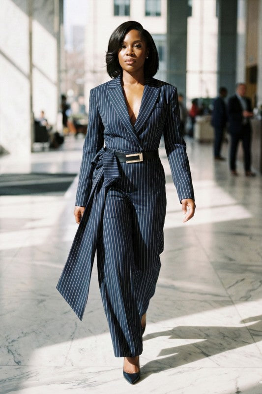 Pinstripe Tailored Belted Jumpsuit 25209291_85b9bcb1-5c42-4d05-9dc3-10930388e3a1