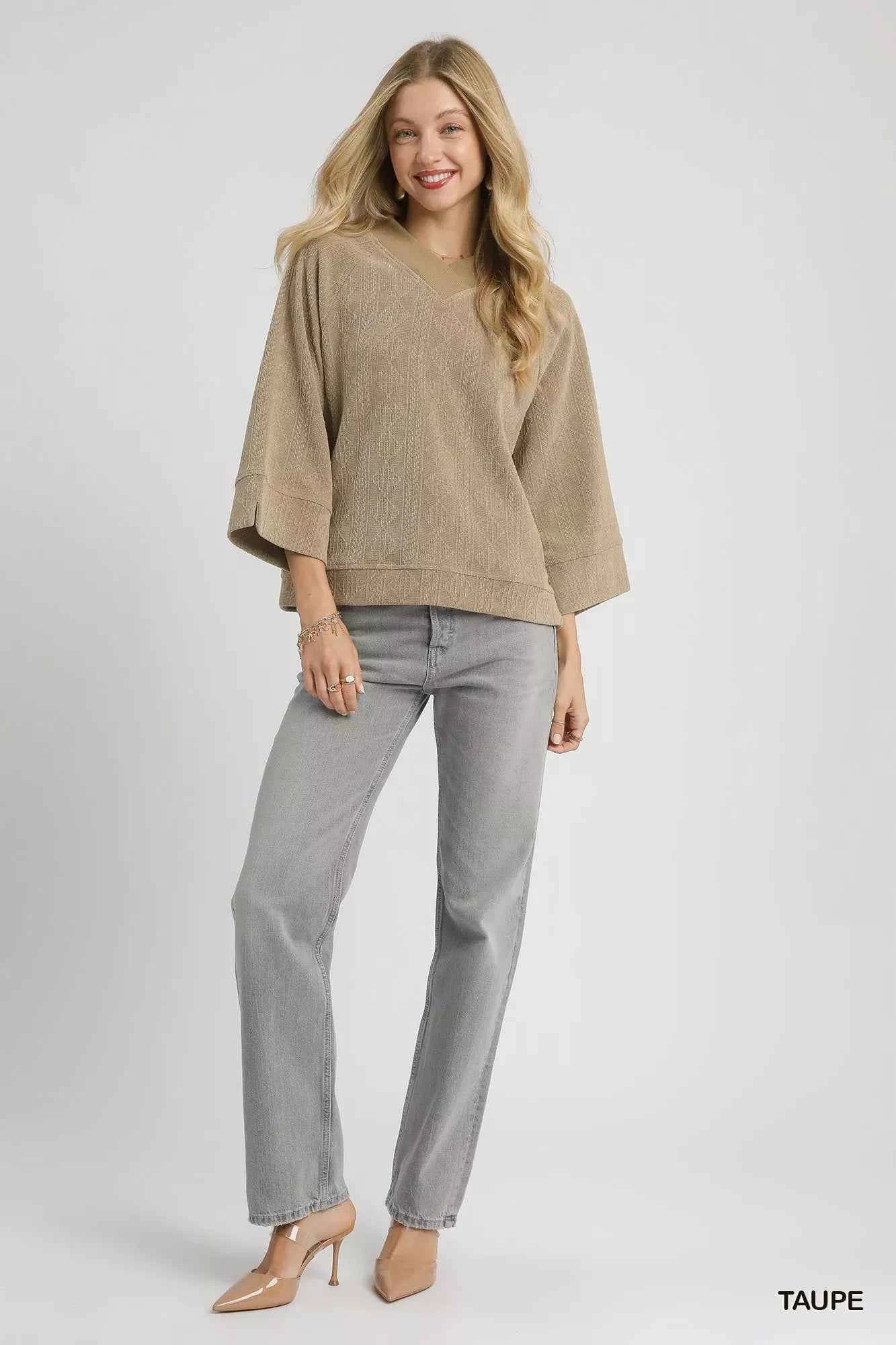 Textured Knit V-Neck Top 2529fce8-fb10-4910-b6be-ae42b59ac8a2-Max-Origin