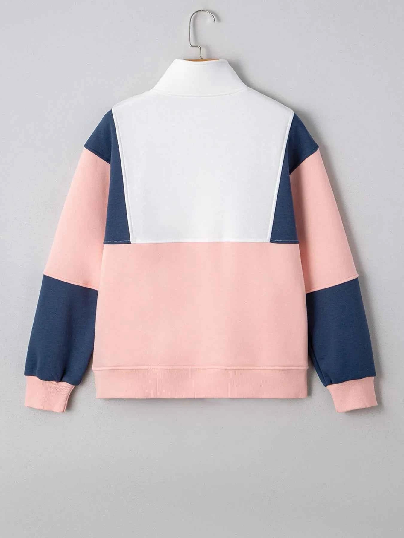 Colorblock Patchwork Half Button Baggy Sweatshirt 252ad1a8-77de-4a45-bac2-a37956af2f8d-Max-Origin