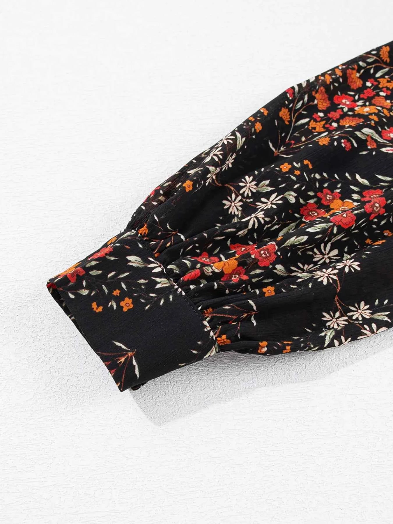 Floral Print Lantern Sleeve Loose Shirt 252c2cbb3e344307bed56e291ea114bc-Max-Origin