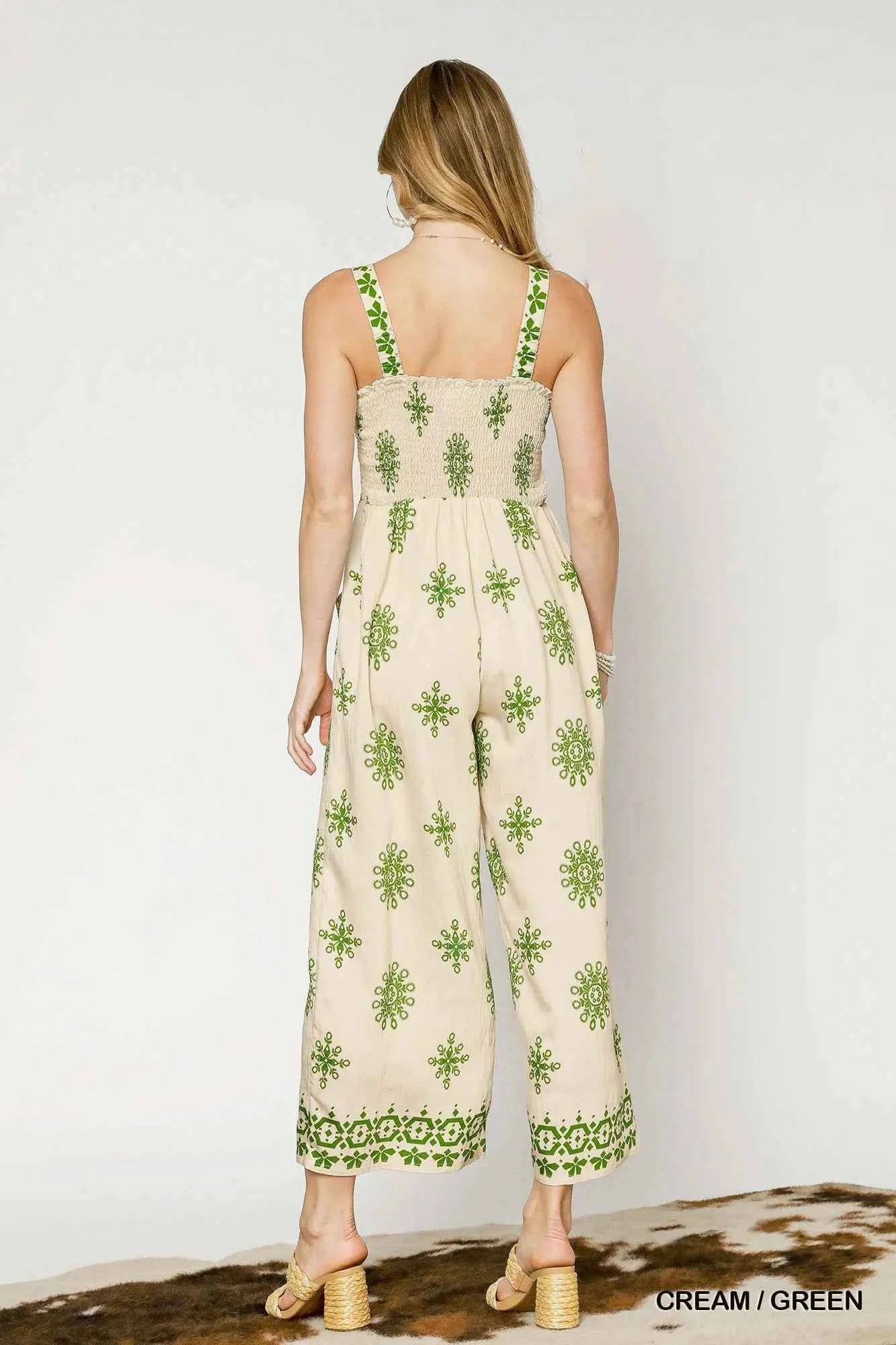 Umgee Smocked Printed Wide Leg Jumpsuit 25317d05-5cc7-4dfd-8791-9428625623fd-Max-Origin