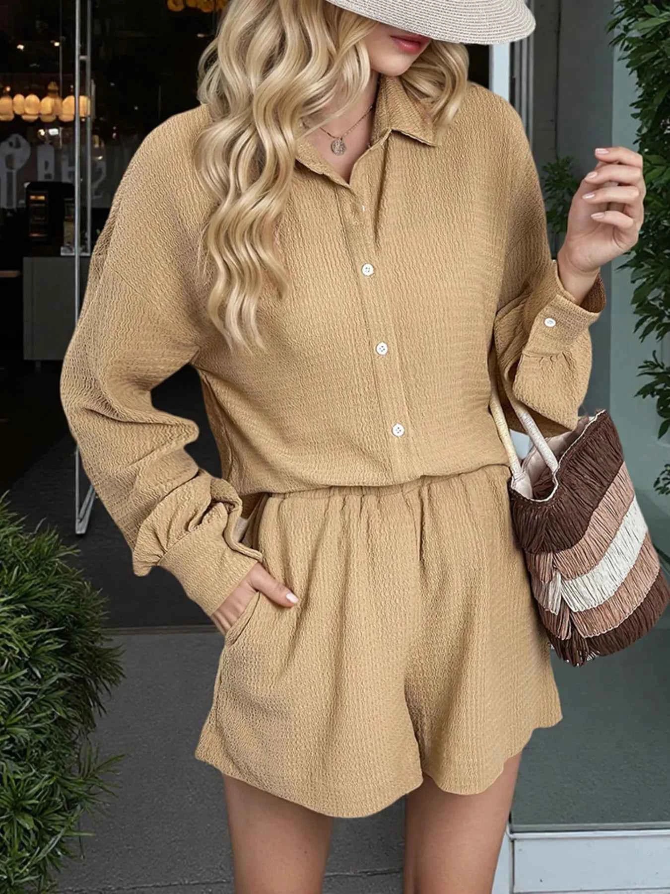 Button Up Long Sleeve Shirt and Shorts Set 2534f81b7e314b5884051238f7d42ef3-Max-Origin