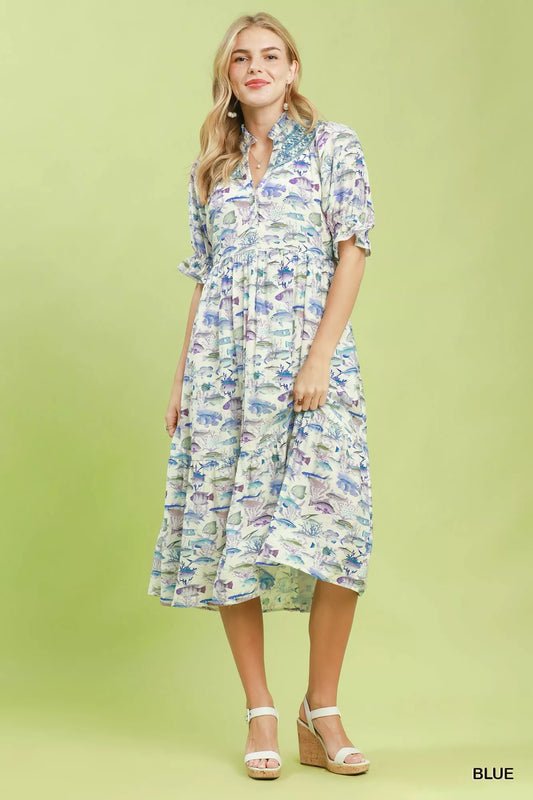 Print Tiered Midi Dress 25358355-f9f5-4f39-bcaf-b3cd27a80250-Max-Origin