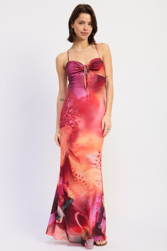 Halter cross back maxi dress PINK MULTI 25439681_b238480c-790d-4ae0-94b2-ae97910c10a4