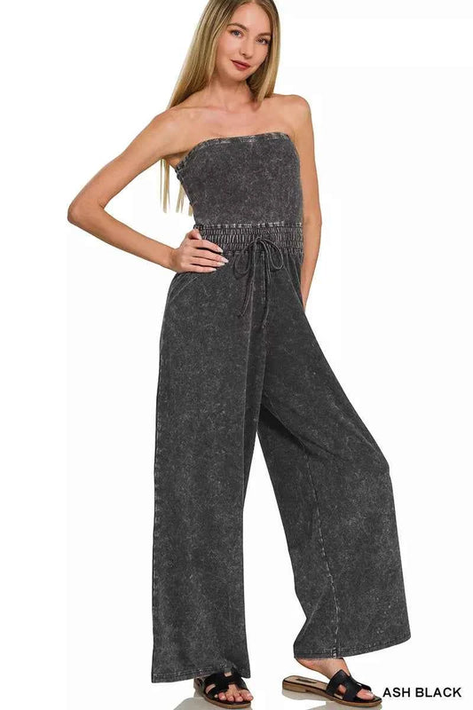 Zenana Acid Washed Strapless Tube Top Jumpsuit ASH BLACK 254be78970d3481a8990f40d48a024ab-Max-Origin