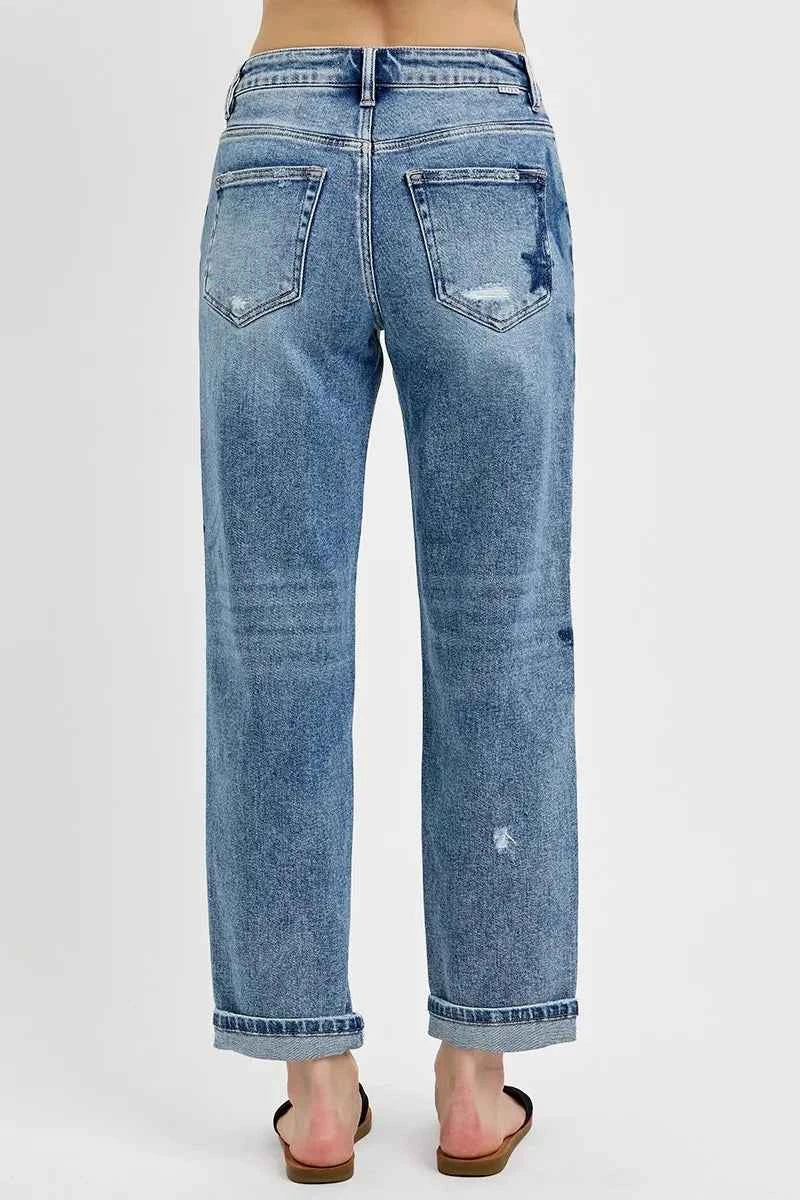 RISEN Full Size Mid Rise Boyfriend Star Shadow Detail Cuffed Jeans Plus Size 2551a842b6904459b049fb1ef78d11dc-Max-Origin
