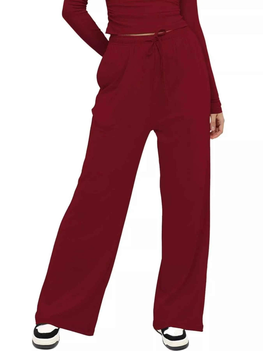 Round Neck Long Sleeve Top and Pants Set 25541340-bd4a-48bc-a985-12e493409359-Max-Origin