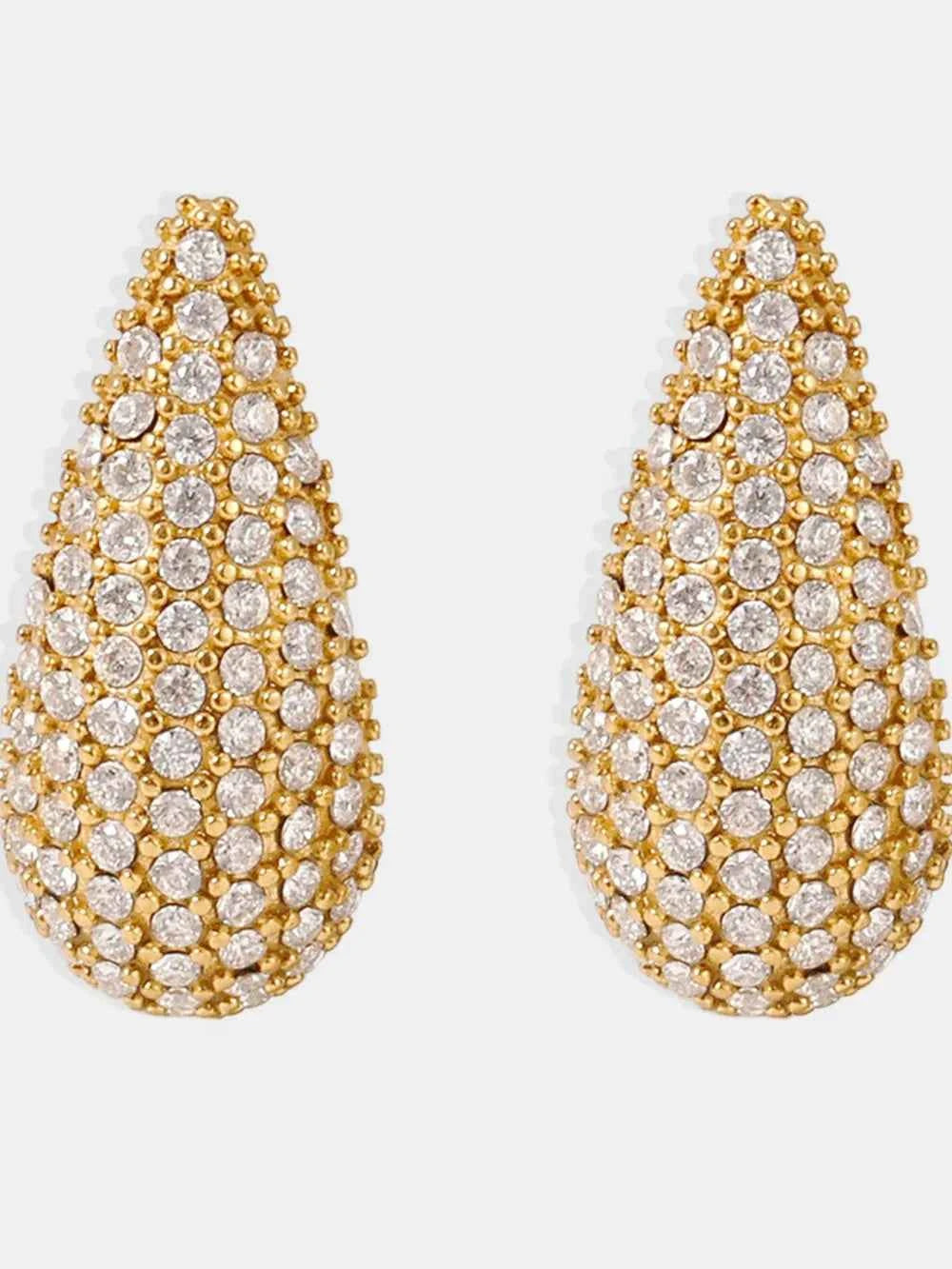 Stainless Steel Inlaid Zircon Teardrop Earrings 255c692d-65e3-45c1-8612-5d679c39b89a-Max