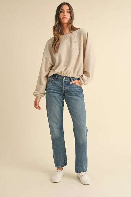 Round Neck Letter Embroidery Crop Sweatshirt 25a2c652-475e-4d40-8766-7ec58e20471b-Max