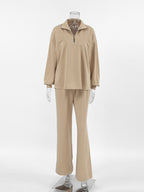 Quarter Zip Long Sleeve Top and Pants Set 25b160cab8424150be95ae28c91621cc-Max