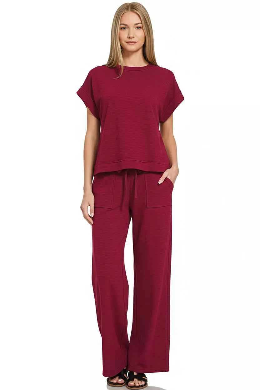 Zenana Cotton Slub Short Sleeve Tee and Pants Set 25b6136e-5110-4cbe-8e05-85becef15522-Max-Origin