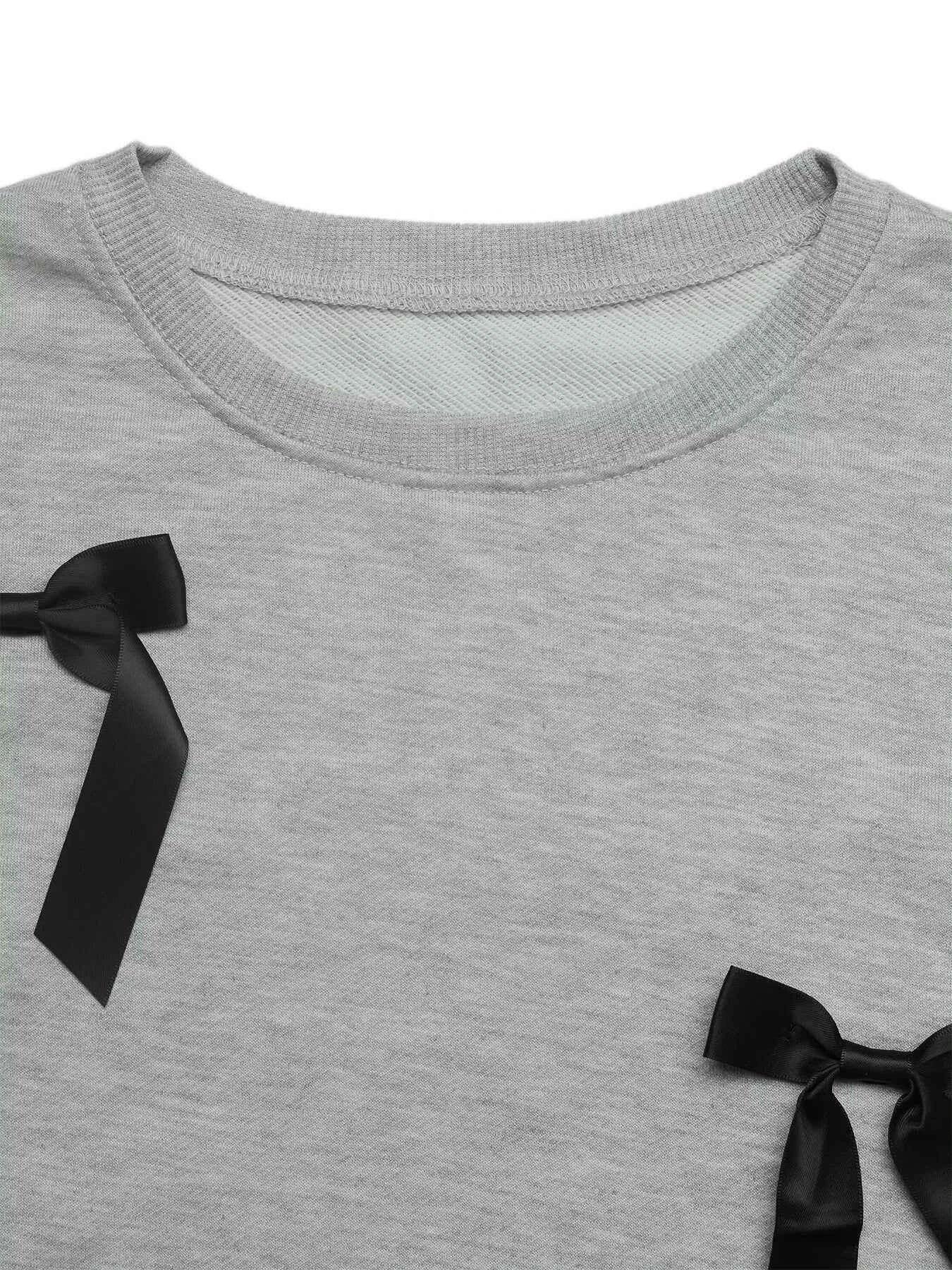 Bow Detail Round Neck Sweatshirt 25bf46cdfd6743e3a370d51360e56dd2-Max-Origin