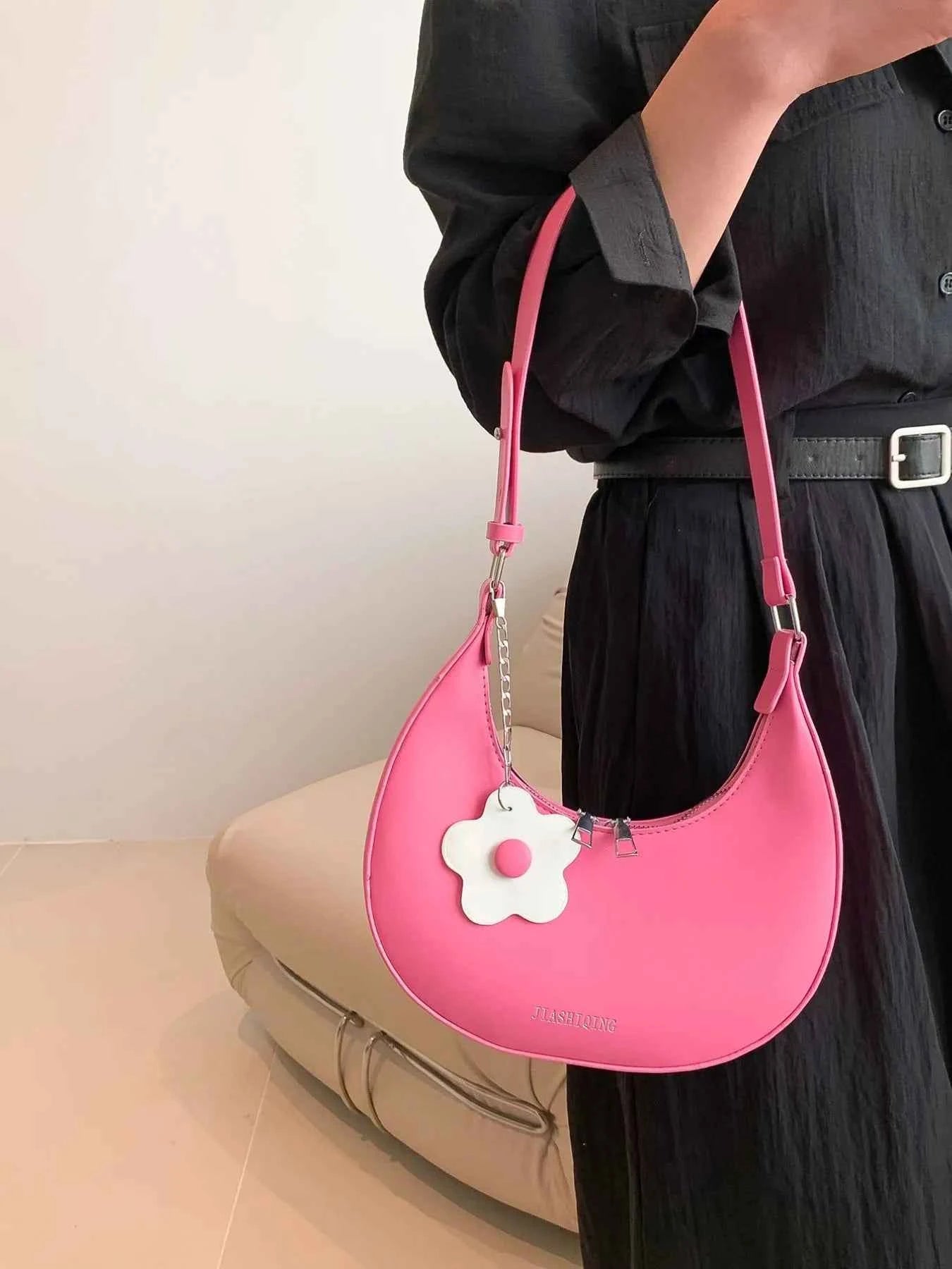 Crescent Shoulder Bag with Flower Charm 25c0cd9e-dcc0-4188-91b9-fc7ad1a8e1ee-Max-Origin