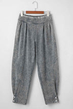 Medium Grey Mineral Wash Jogger Style High Waist Pants 25c4b57a1caec3fc