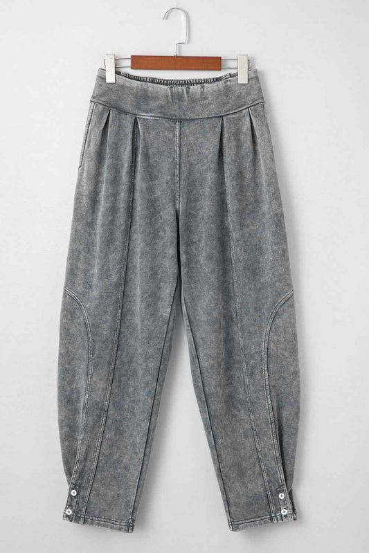 Medium Grey Mineral Wash Jogger Style High Waist Pants 25c4b57a1caec3fc