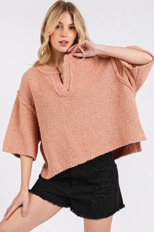 Mittoshop Side Slit Notched Drop Shoulder Sweater Rosewood 25c74a84-ee7f-4723-8308-0645dc3715e5-Max
