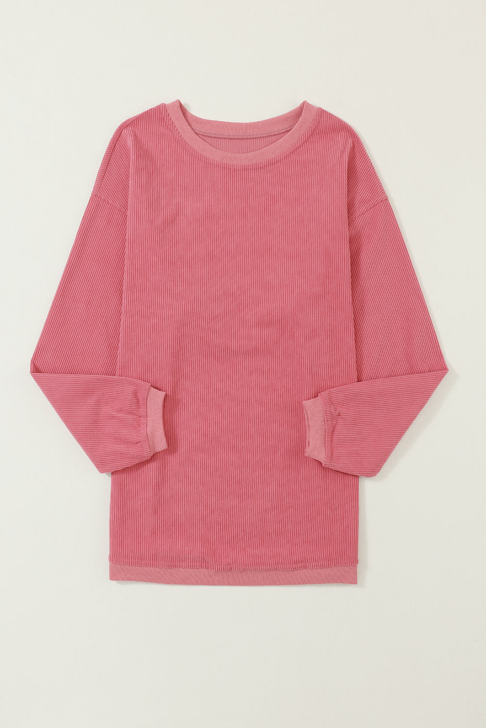 White Drop Shoulder Rib Knit Oversized Sweatshirt 25ce64eff23d4ccf