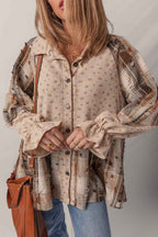 Ashleigh Blue Floral Plaid Patchwork Waffle Distressed Jacket 25d7966f395cd79f