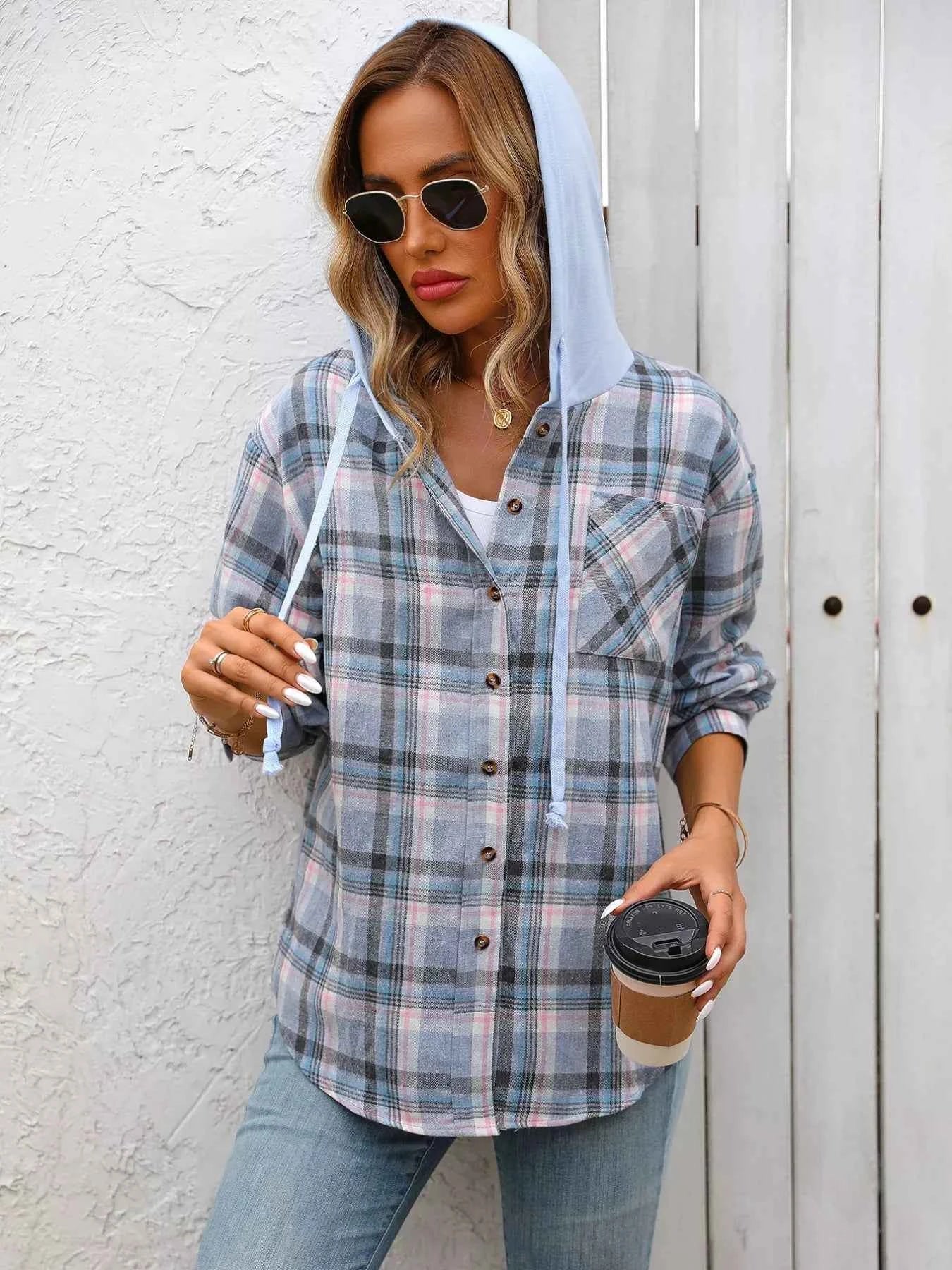 Plaid Button-Up Hooded Shirt 25da8b9e-0d3b-4b6e-8653-9bb3e85795e3-Max-Origin